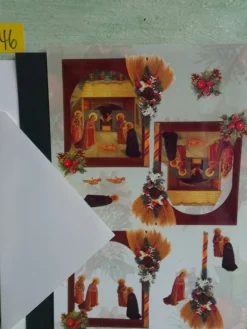 TBZ 3D Bogen geprägt folienverziert Weihnachten Krippe Heilige Familie Mutter Gottes