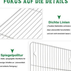 Teamfar Abkühlgitter 2er-Set Edelstahl 24,5x19x1,5cm Braten Backen Grillen