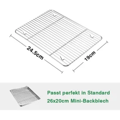 Teamfar Abkühlgitter 2er-Set Edelstahl 24,5x19x1,5cm Braten Backen Grillen