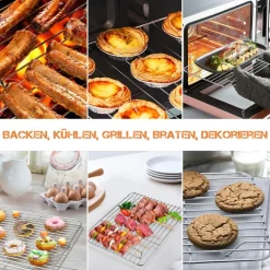 Teamfar Abkühlgitter 2er-Set Edelstahl 24,5x19x1,5cm Braten Backen Grillen
