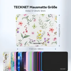 Tecknet Mauspad 28 x 21 cm, wasserdicht, rutschfest, für PC, Büro, Gaming