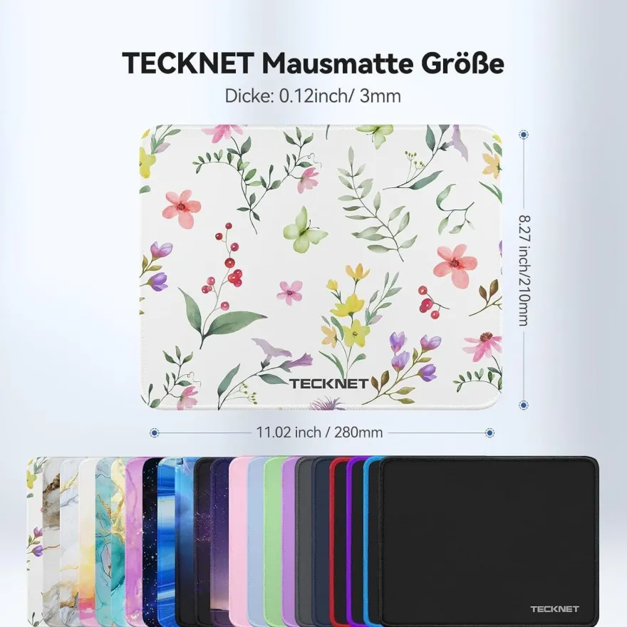 Tecknet Mauspad 28 x 21 cm, wasserdicht, rutschfest, für PC, Büro, Gaming
