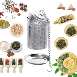 2 Teesieb Edelstahl Tee Infuser Teeei Abtropfschale Gewürzsieb für Teekannen
