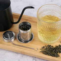 2 Teesieb Edelstahl Tee Infuser Teeei Abtropfschale Gewürzsieb für Teekannen