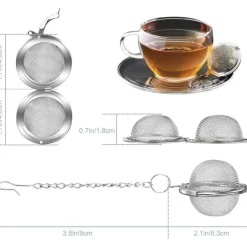 Teesieb 2 Stück 5.5 cm Teeei Edelstahl Kette Teefilter für losen Tee Silber
