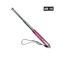 Teleskopschlagstock 13 Zoll/32 cm pink/chrom mit Clip und Handschlaufe