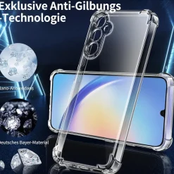 Tentoki 3in1 Panzerglas Hülle Samsung Galaxy A34 5G Schutzfolie TPU Stoßfest