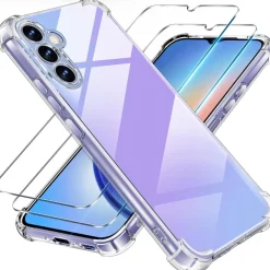 Tentoki 3in1 Panzerglas Hülle Samsung Galaxy A34 5G Schutzfolie TPU Stoßfest