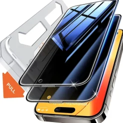 Tentoki Sichtschutz Panzerglas für iPhone 15 Pro (6,1 Zoll) - 2 Stück, 25°