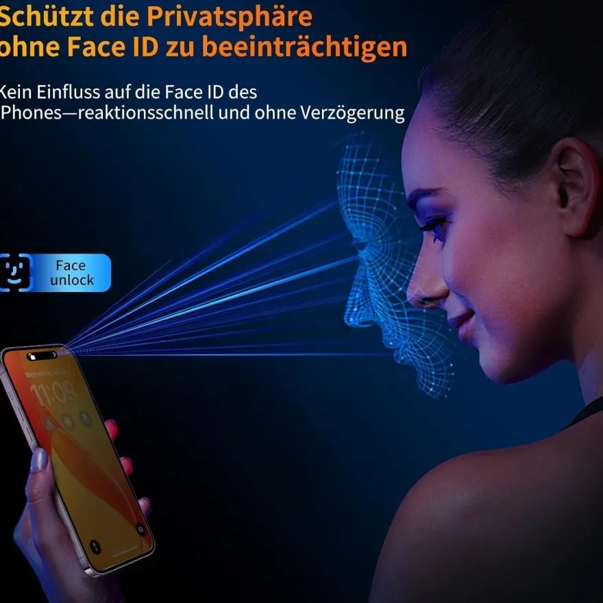 Tentoki Sichtschutz Panzerglas für iPhone 15 Pro (6,1 Zoll) - 2 Stück, 25°