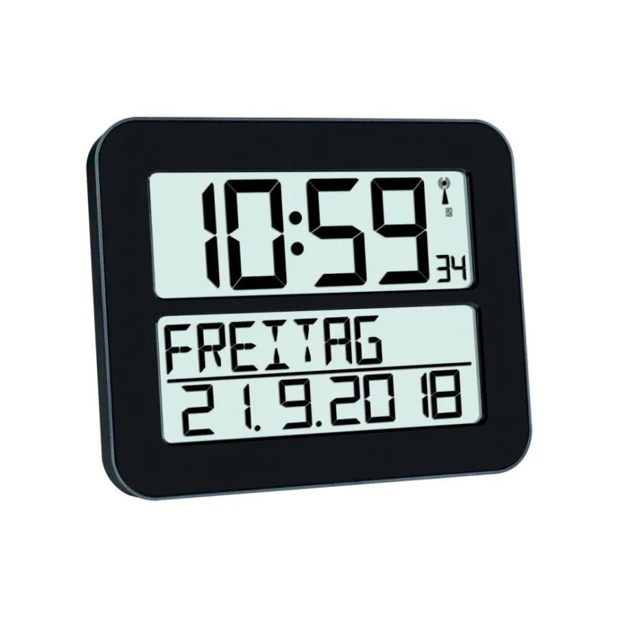 TFA - Digitale Funkuhr Timeline MAX 60.4512 - schwarz weiß silber