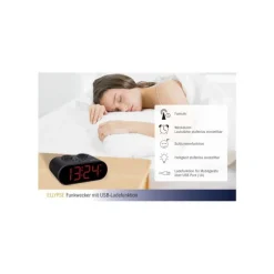 TFA - Digitaler Funk-Wecker mit USB-Ladefunktion Ellypse 60.2551.01 - schwarz