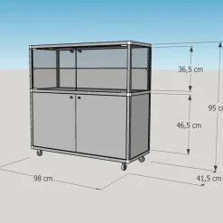 Thekenvitrine CBM Glasvitrine & Unterschrank 100 cm Vitrine mit Schloss & Füße