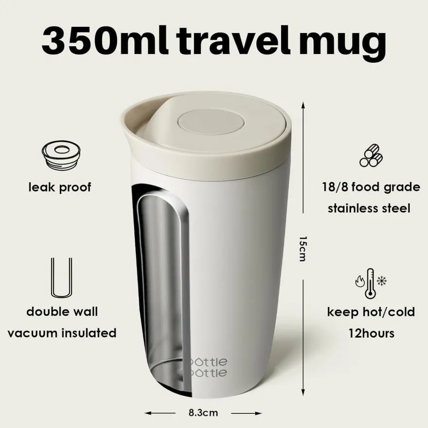 Thermobecher 350ml auslaufsicher, Quick-Press, Isolierbecher Travel Mug