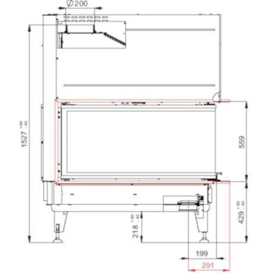 Therm V10U Panorama 3-seitiger Kamineinsatz 13kW