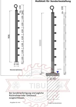 TIBU Geländer Edelstahl V2A Aufmontage Treppe Balkon Terrasse Brüstung Handlauf