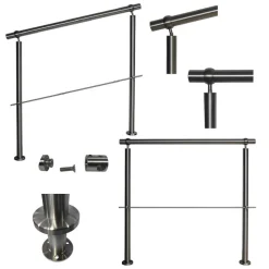 TIBU Geländer Edelstahl V2A Aufmontage Treppe Balkon Terrasse Brüstung Handlauf