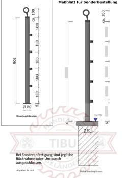 TIBU Geländer Edelstahl V2A Aufmontage Treppe Balkon Terrasse Brüstung Handlauf