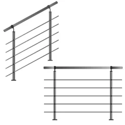 TIBU Geländer Edelstahl V2A Aufmontage Treppe Balkon Terrasse Brüstung Handlauf