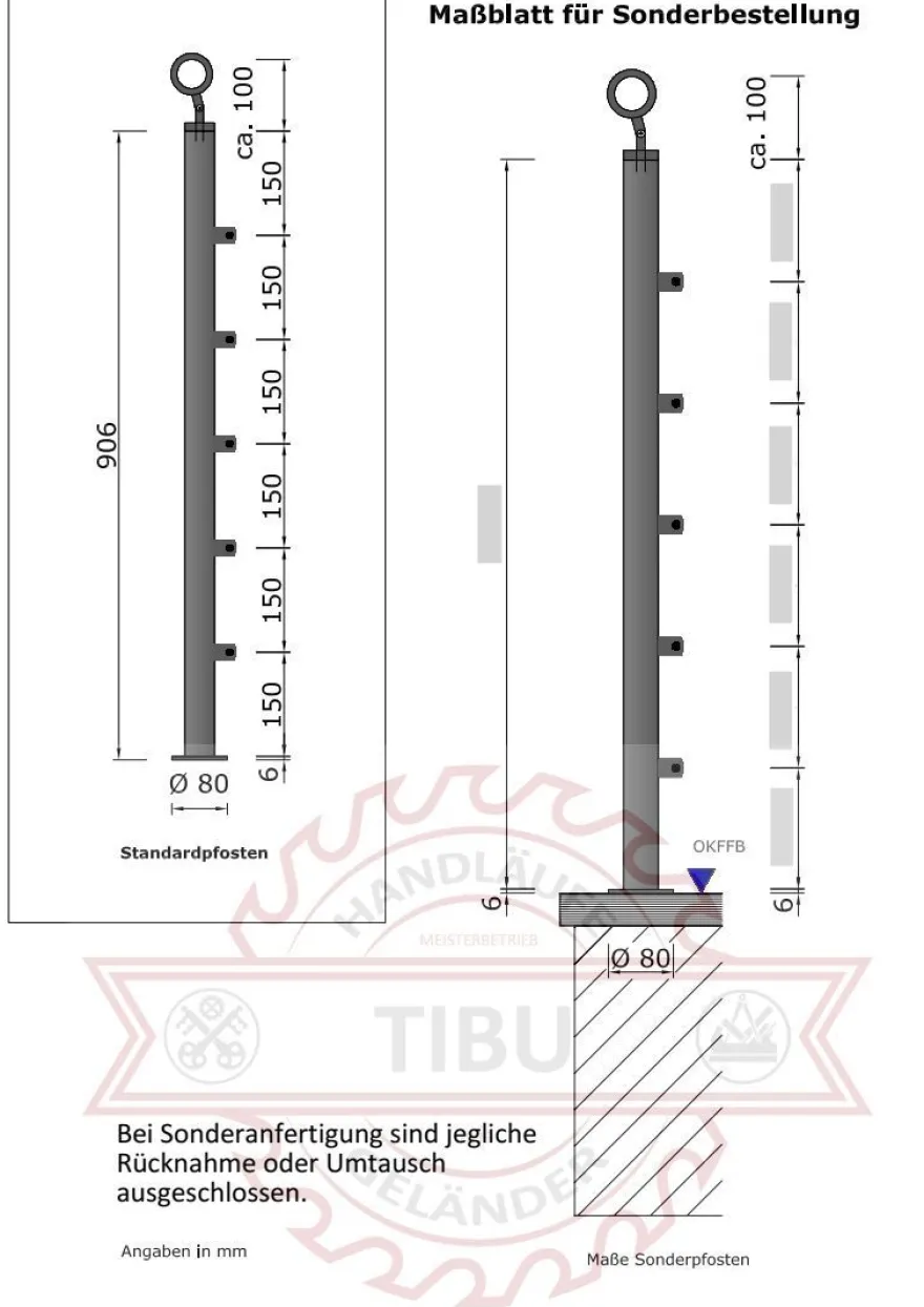 TIBU Geländer Edelstahl V2A Aufmontage Treppe Balkon Terrasse Brüstung Handlauf