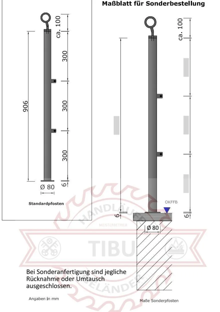 TIBU Geländer Edelstahl V2A Aufmontage Treppe Balkon Terrasse Brüstung Handlauf