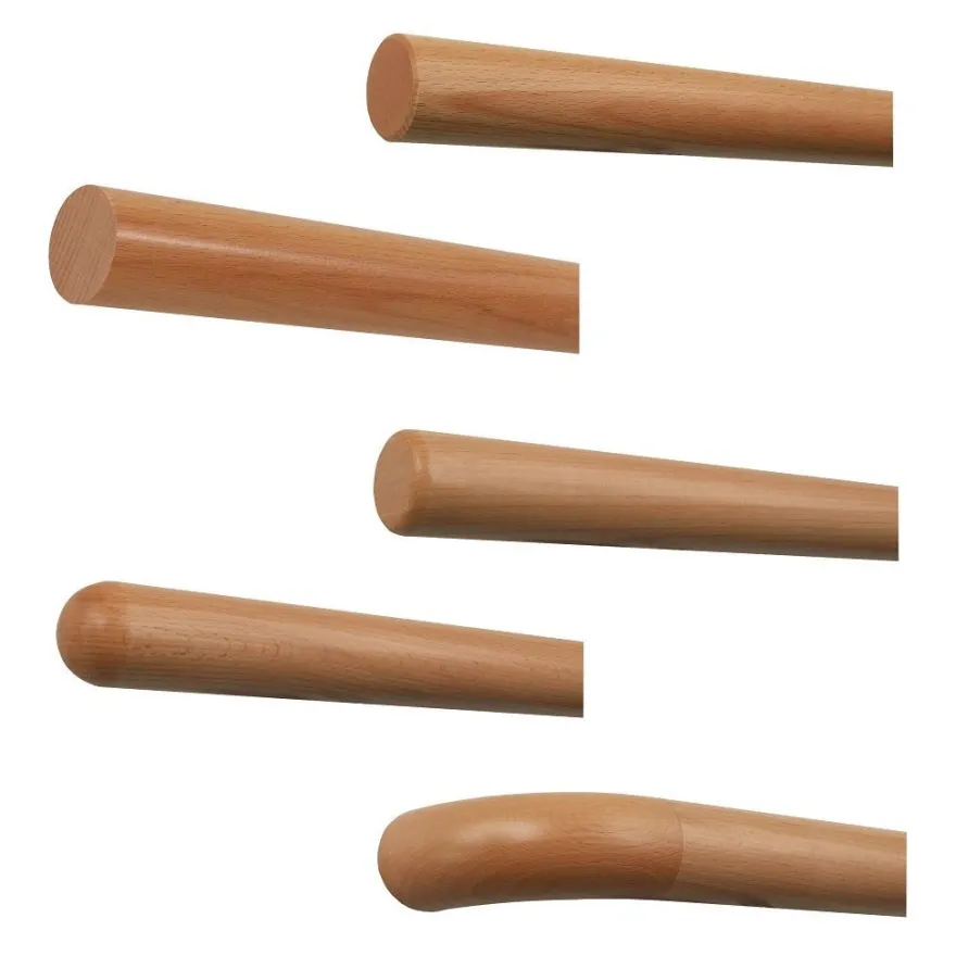 TIBU Handlauf Holz Buche Ø 50 mm Geländer Wand Treppe Holzenden ohne Handlauf Halter