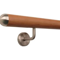 TIBU Kirsche Handlauf Holz Ø 42 mm Geländer Treppe gewinkelte Edelstahl Halter V2A