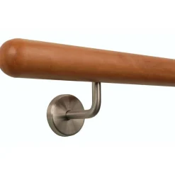 TIBU Kirsche Handlauf Holz Ø 42 mm Geländer Treppe gewinkelte Edelstahl Halter V2A