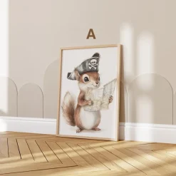 Tiere Kinderzimmer Süß Aquarell Hase Schaf Schildkröte Eichhörnchen Poster