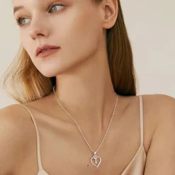 TINGN 14K Gold/Weißgold Herz Anhänger Halskette Zirkonia Buchstaben Kette Silber