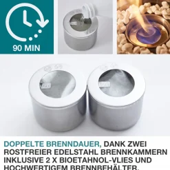 Tischkamin Tischfeuer Bio Ethanol Zimmer Innen Außen Deko Kamin Indoor Feuer