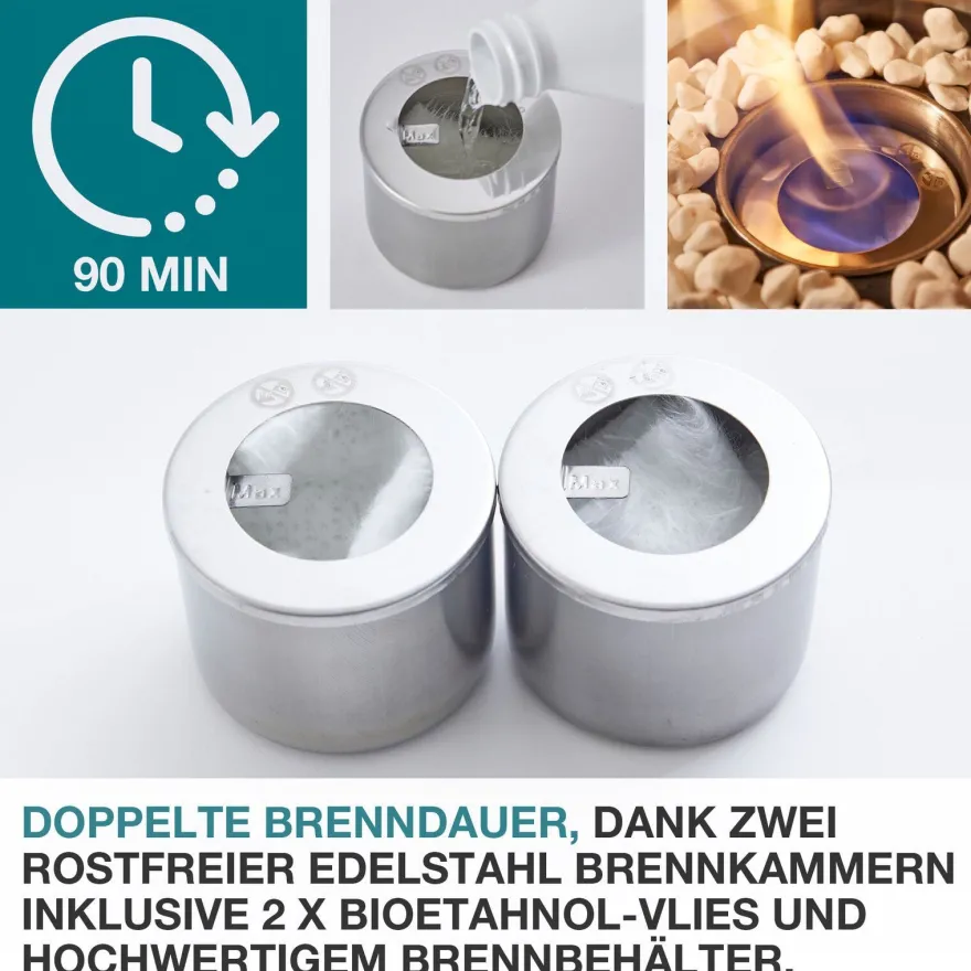 Tischkamin Tischfeuer Bio Ethanol Zimmer Innen Außen Deko Kamin Indoor Feuer