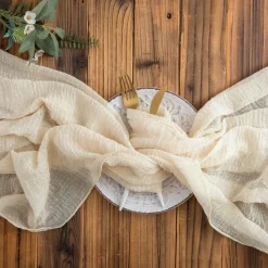 Tischläufer Musselin Stoff Beige Creme 3m Käsetuch Hochzeit 300 x 80cm