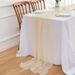 Tischläufer Musselin Stoff Beige Creme 3m Käsetuch Hochzeit 300 x 80cm