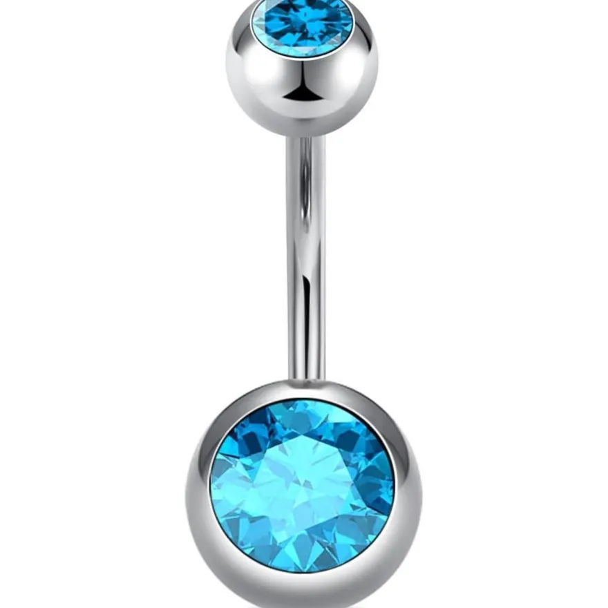 Titan Bauchnabelpiercing Silber 14G CZ Nabelring 6-16mm Stablänge
