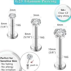 Titan Helix Piercing Ohr Lippe Tragus 16g Stecker Medusa Ohrpiercing