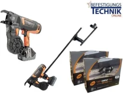 TJEP ULTRA GRIP 40 Compact 12-44mm Akku Drahtbindemaschine Starter Set + 48x Draht 1,
