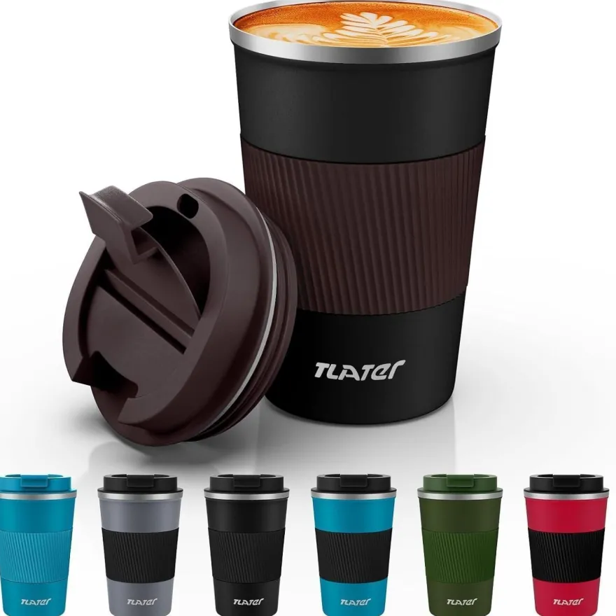 Tlater Kaffebecher to go 380ml Thermobecher Isolierbecher Edelstahl Travel Mug