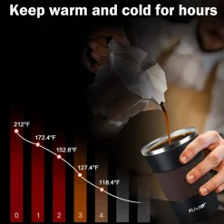 Tlater Kaffebecher to go 380ml Thermobecher Isolierbecher Edelstahl Travel Mug