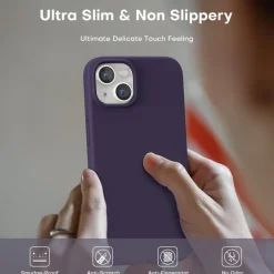 TOCOL iPhone 13 Hülle Silikon Dunkellila - Stoßfest, Anti-Rutsch, Kratzfest