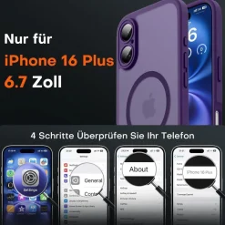 TOCOL iPhone 16 Plus Hülle (6,7 Zoll) MagSafe, Kameraschutz, Stoßfest