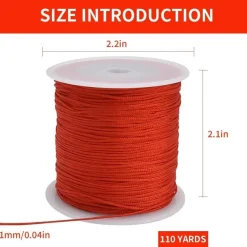 Toniful 1mm x 91,4 m rote Nylonschnur, Satinschnur für Armbänder