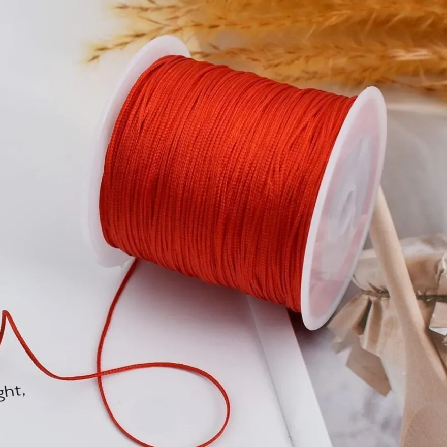 Toniful 1mm x 91,4 m rote Nylonschnur, Satinschnur für Armbänder