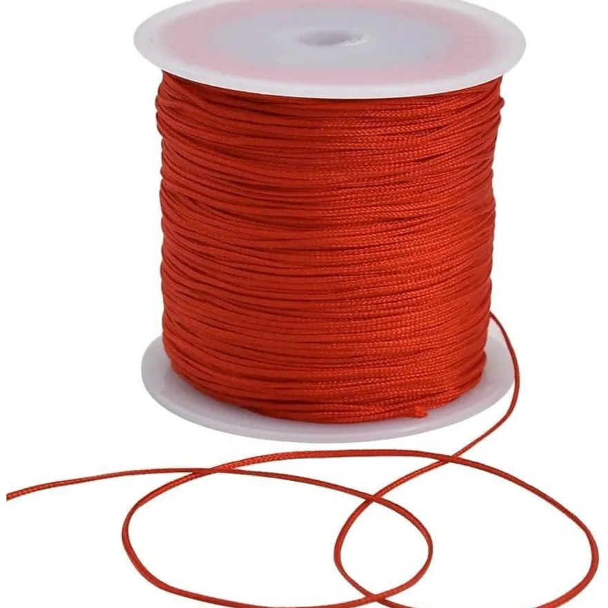 Toniful 1mm x 91,4 m rote Nylonschnur, Satinschnur für Armbänder