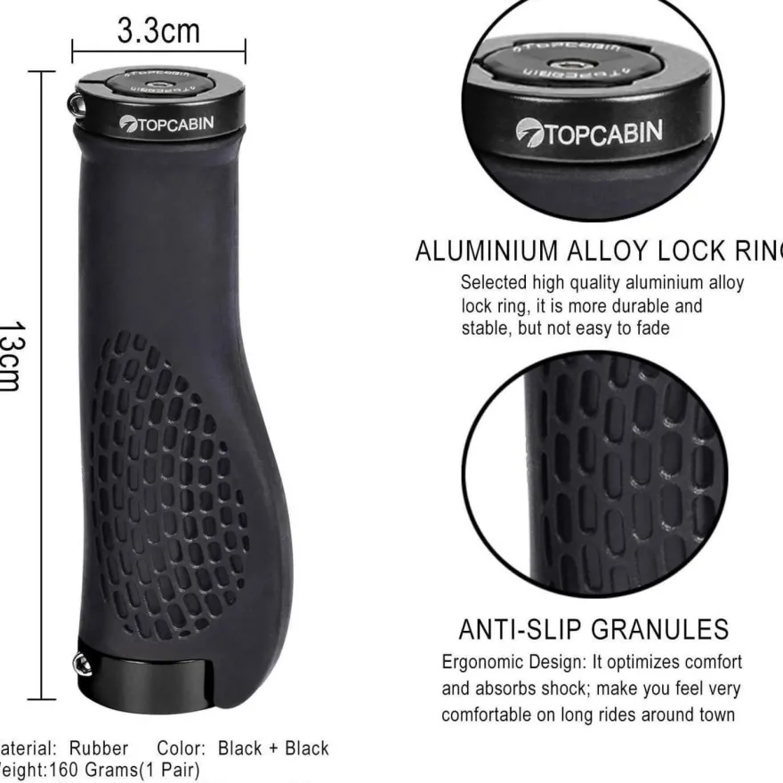 Topcabin 1 Paar Fahrradgriffe Ergonomisch MTB MXB Lenkergriffe Aluminium Schwarz