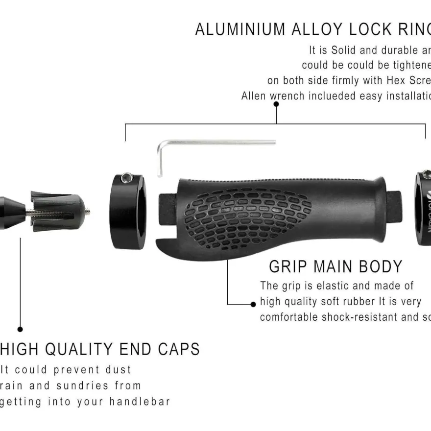 Topcabin 1 Paar Fahrradgriffe Ergonomisch MTB MXB Lenkergriffe Aluminium Schwarz