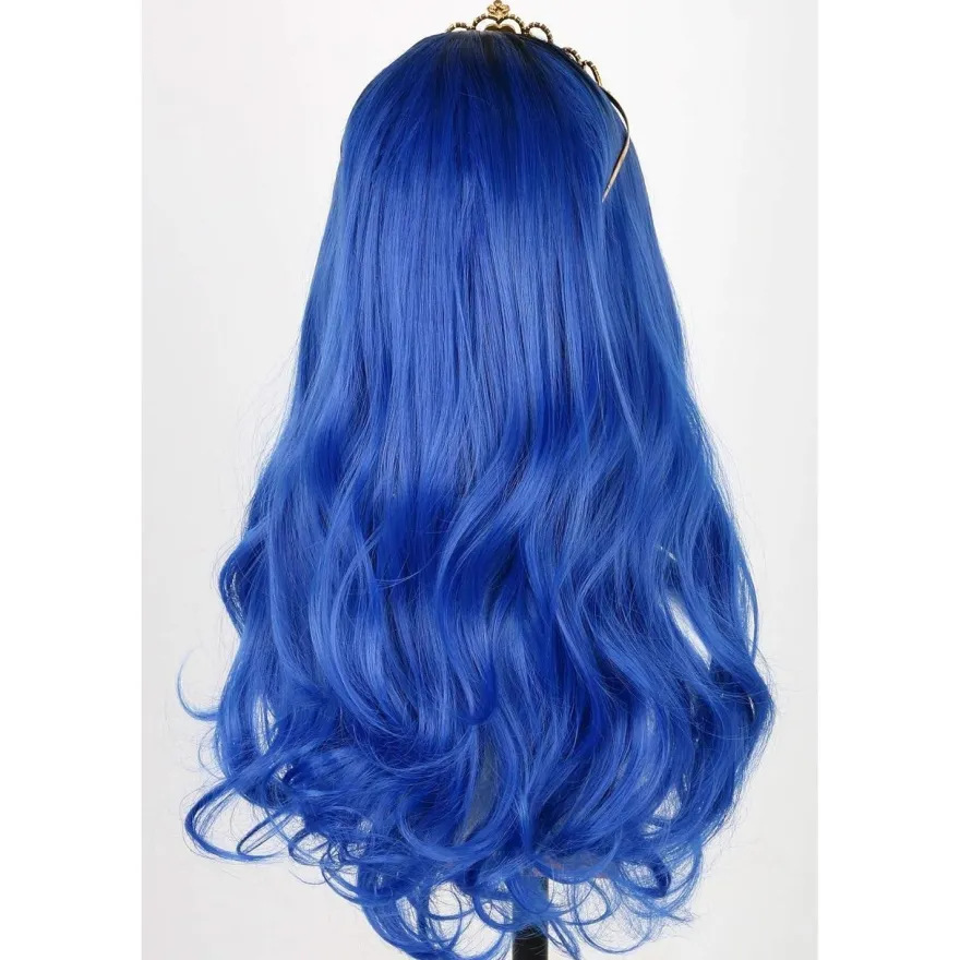 Topcosplay Kinder Mädchen Perücke, Lang Blau Lockig, für Karneval, Halloween