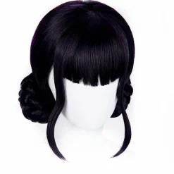 Topcosplay Lange Dunkelviolett Perücke Damen mit Pferdeschwanz Anime Cosplay