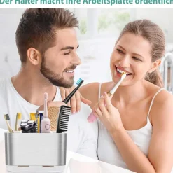 toprance Zahnbürstenhalter für 6 Fächer, Organizer mit Drainagelöchern