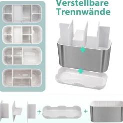 toprance Zahnbürstenhalter für 6 Fächer, Organizer mit Drainagelöchern